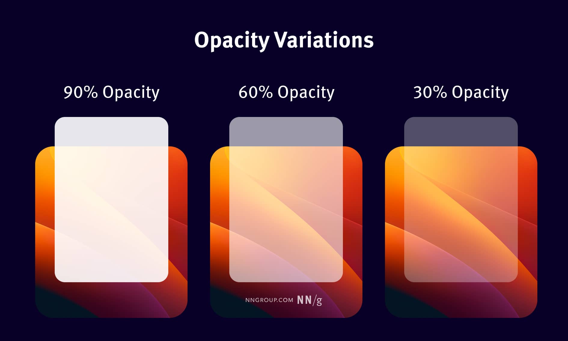 Glassmorphism UI examples on a website